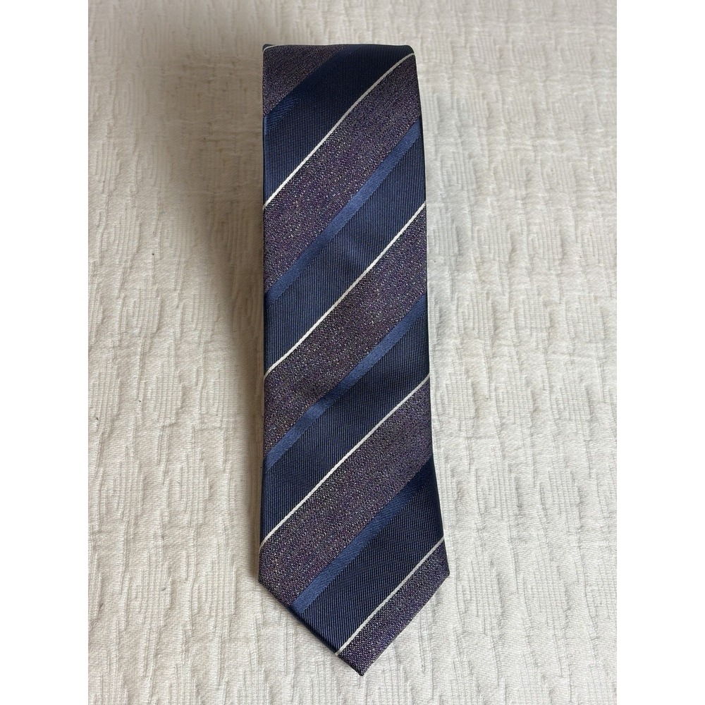 Men's Egara Classic Striped Multicolor Blues Silk Tie 100% Silk